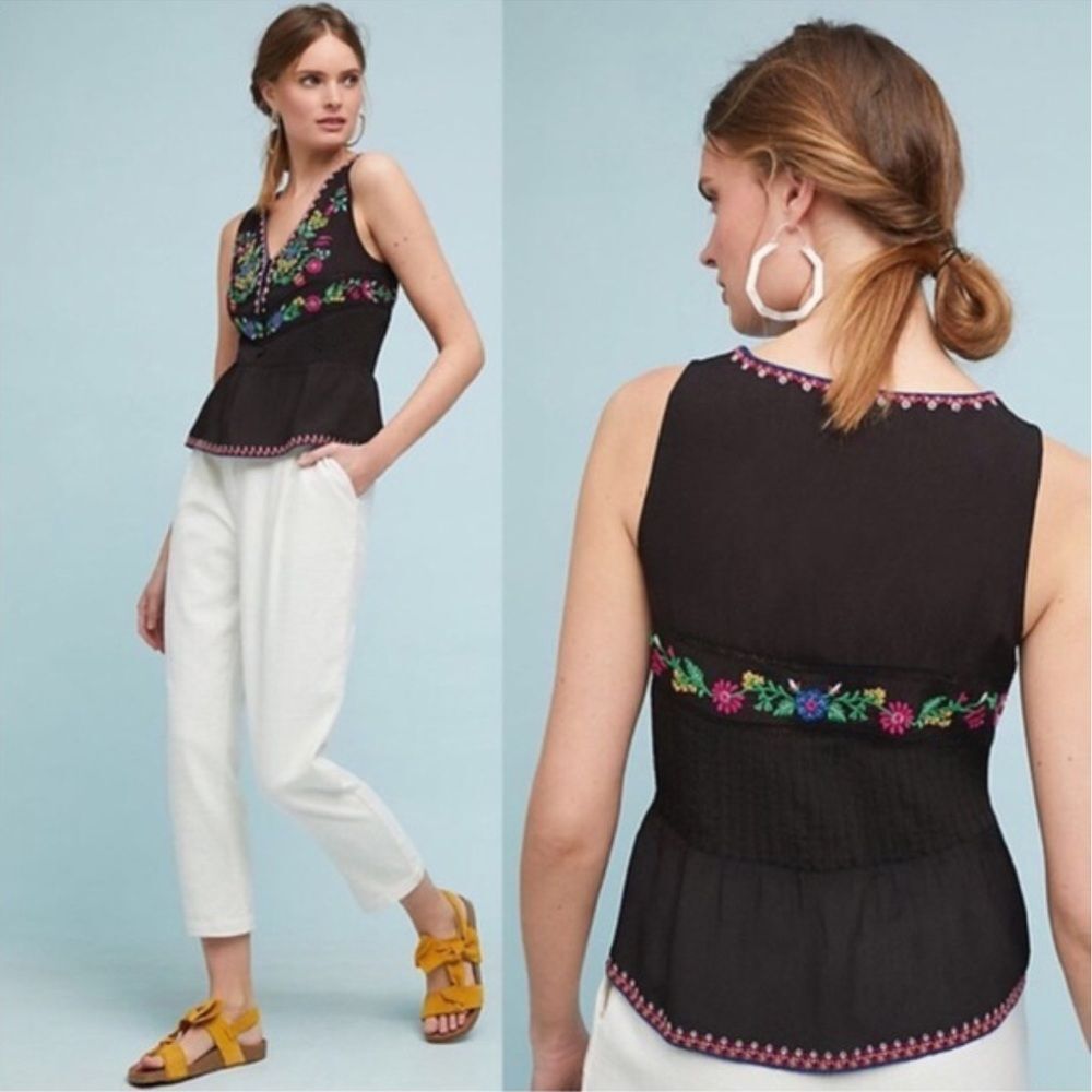 Anthropologie Carlotta Embroidered Blouse, by Maeve XS